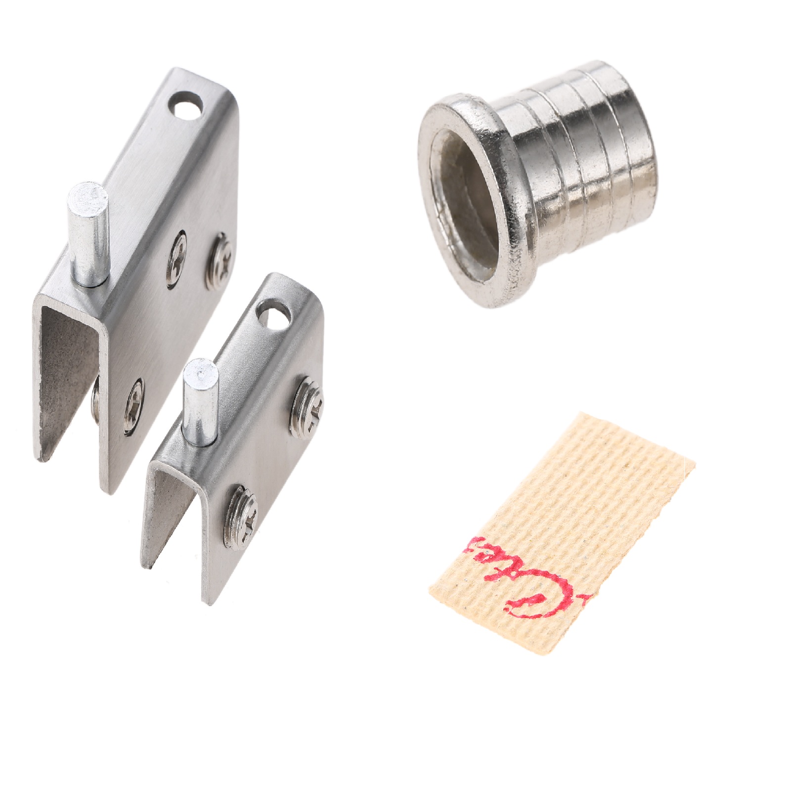 Glass Door Hinge - 2 個のガラス棚クランプピボットヒンジ 2 サイズステンレス鋼食器棚キャビネット浴室 6-8 ミリメートル/8-10