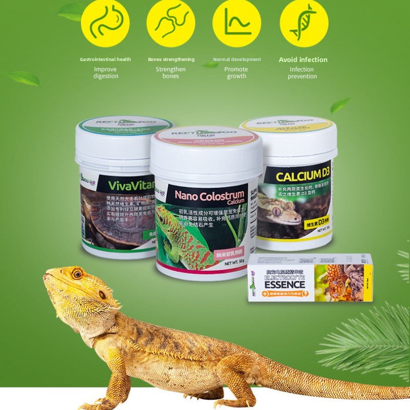 Calcium Powder Reptile - Reptizoo 爬虫類カルシウムパウダー & D3 - カメ、フトアゴヒゲトカゲ、レオパードゲッコー用の必須ビタミンサプリメント