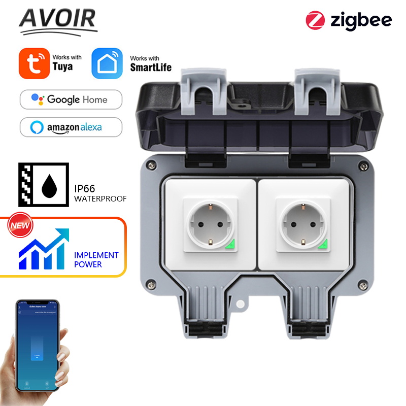 Timer Dual Outlet - Avoir Tuya Zigbee 電気ソケット IP66 防水屋外