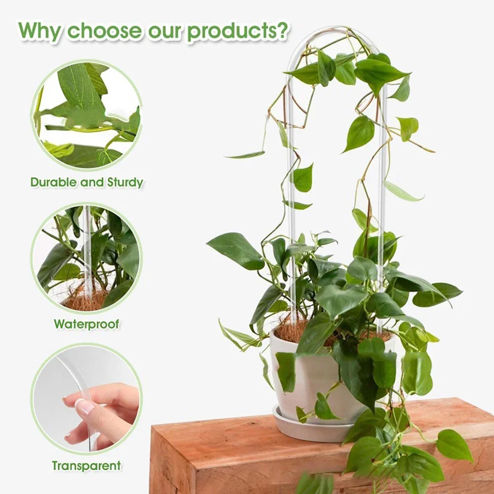 Vine Climbing Plastic - U字型アクリルトレリスサポートフレーム クリアタイプ 屋内および屋外のつる性植物用 ポトスのつるを含む 2個入り