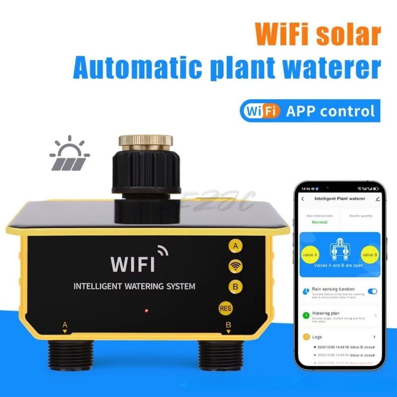 WiFiソーラー式水道バルブ灌漑コントローラー、デュアルアウ - Timer Dual Outlet のレビューと価格